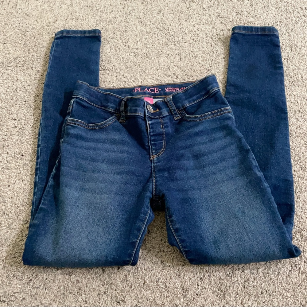 The Children’s Place Girls Super Skinny Jeans Legging Jeans Dark Wash Size: 10